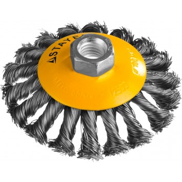 35135-100 | Щетка коническая для УШМ, жгутированная стальная проволока 0,5мм, 100ммхМ14, STAYER PROFESSIONAL-0