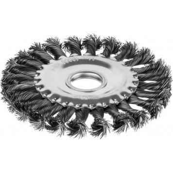 35140-125 | Щетка дисковая для УШМ, жгутированная стальная проволока 0,5 мм, d=125 мм, MIRAX-0