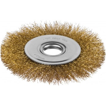 35141-125 | Щетка дисковая для УШМ, витая стальная латунированная проволока 0,3 мм, d=125 мм, MIRAX-0