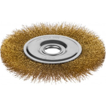 35141-150 | Щетка дисковая для УШМ, витая стальная латунированная проволока 0,3 мм, d=150 мм, MIRAX-0