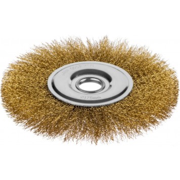 35141-175 | Щетка дисковая для УШМ, витая стальная латунированная проволока 0,3 мм, d=175 мм, MIRAX-0