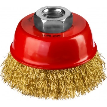 35142-060 | Щетка чашечная для УШМ, витая стальная латунированная проволока 0,3 мм, d=60 мм, MIRAX-0