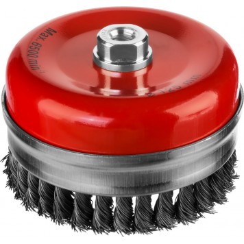 35144-125 | Щетка чашечная усиленная для УШМ, жгутированная стальная проволока 0,5 мм, d=125 мм, MIRAX-0