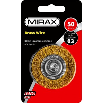 35145-050 | Щетка дисковая для дрели, витая стальная латунированная проволока 0,3 мм, d=50 мм, MIRAX-1