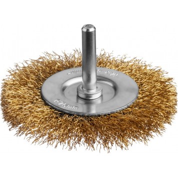 35145-075 | Щетка дисковая для дрели, витая стальная латунированная проволока 0,3 мм, d=75 мм, MIRAX-0