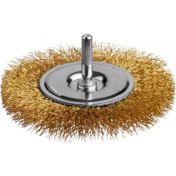 35145-100 | Щетка дисковая для дрели, витая стальная латунированная проволока 0,3 мм, d=100 мм, MIRAX-0