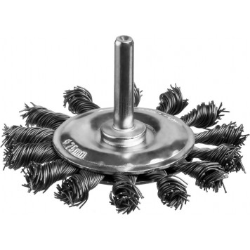35146-075 | Щетка дисковая для дрели, жгутированная стальная проволока 0,5 мм, d=75 мм, MIRAX-0