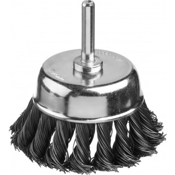 35148-075 | Щетка чашечная со шпилькой, жгутированная стальная проволока 0,5 мм, d=75 мм, MIRAX-0