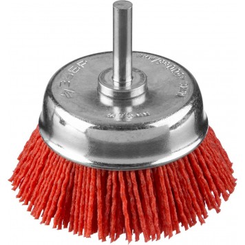 35165-075_z02 | Щетка чашечная для дрели, нейлоновая проволока с абразивным покрытием, 75мм, ЗУБР ПРОФЕССИОНАЛ-0