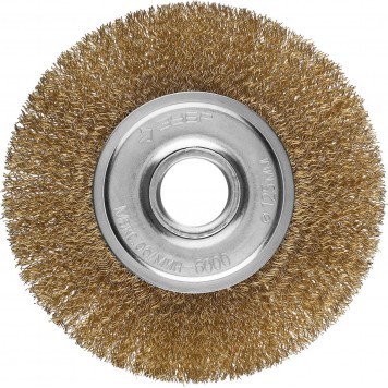 35187-125_z01 | Щетка дисковая для УШМ, витая стальная латунированная проволока 0,3мм, 125х22мм, ЗУБР ПРОФЕССИОНАЛ-2