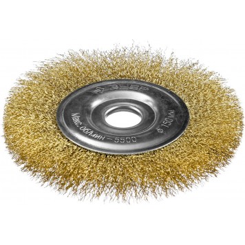 35187-150_z01 | Щетка дисковая для УШМ, витая стальная латунированная проволока 0,3мм, 150х22мм, ЗУБР ПРОФЕССИОНАЛ-0