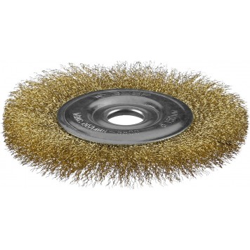 35187-150_z01 | Щетка дисковая для УШМ, витая стальная латунированная проволока 0,3мм, 150х22мм, ЗУБР ПРОФЕССИОНАЛ-1