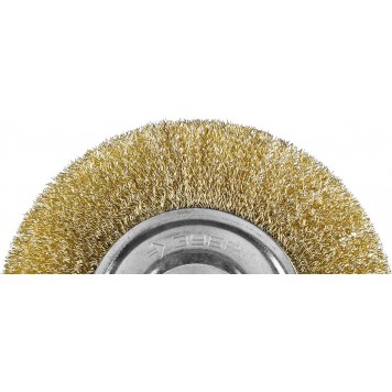 35187-150_z01 | Щетка дисковая для УШМ, витая стальная латунированная проволока 0,3мм, 150х22мм, ЗУБР ПРОФЕССИОНАЛ-2