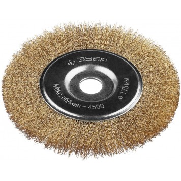 35187-175_z01 | Щетка дисковая для УШМ, витая стальная латунированная проволока 0,3мм, 175х22мм, ЗУБР ПРОФЕССИОНАЛ-2