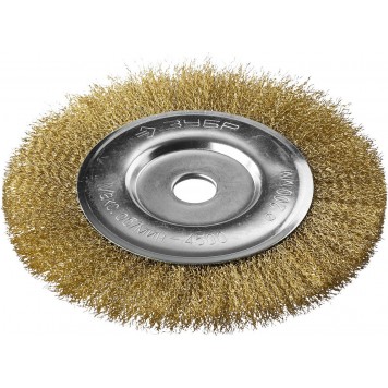 35187-200_z01 | Щетка дисковая для УШМ, витая стальная латунированная проволока 0,3мм, 200х22мм, ЗУБР ПРОФЕССИОНАЛ-0
