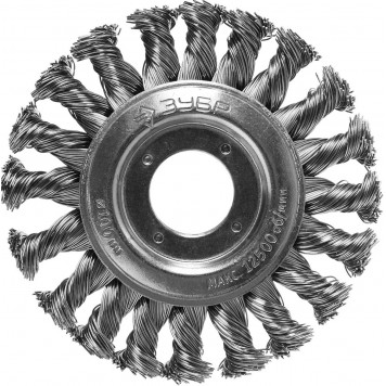 35190-100_z02 | Щетка дисковая для УШМ, плетеные пучки стальной проволоки 0,5мм, 100х22мм, ЗУБР ПРОФЕССИОНАЛ-0