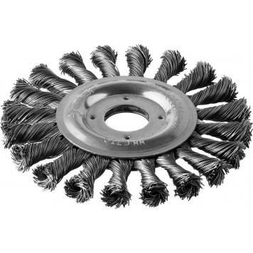 35190-125_z02 | Щетка дисковая для УШМ, плетеные пучки стальной проволоки 0,5мм, 125х22мм, ЗУБР ПРОФЕССИОНАЛ-0