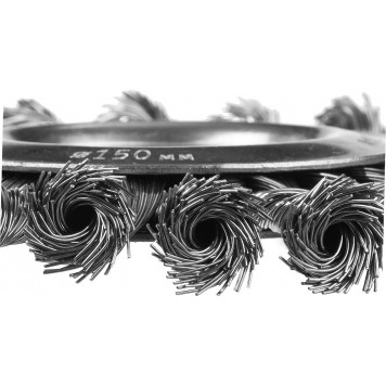 35190-150_z02 | Щетка дисковая для УШМ, плетеные пучки стальной проволоки 0,5мм, 150х22мм, ЗУБР ПРОФЕССИОНАЛ-2