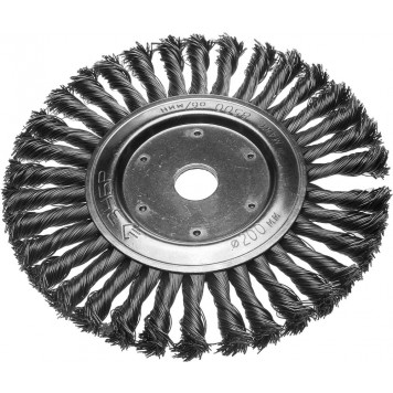 35190-200_z01 | Щетка дисковая для УШМ, плетеные пучки стальной проволоки 0,5мм, 200х22мм, ЗУБР ЭКСПЕРТ-0