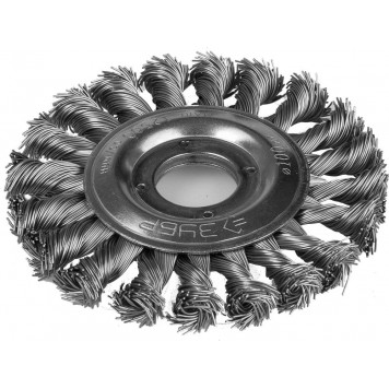 35192-100_z01 | Щетка дисковая для УШМ, плетеные пучки стальной проволоки 0,5мм, 100ммхМ14, ЗУБР ЭКСПЕРТ-0