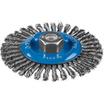 35192-125_z02 | Щетка дисковая для УШМ, плетеные пучки стальной проволоки 0,5мм, 125ммхМ14, ЗУБР ПРОФЕССИОНАЛ-0