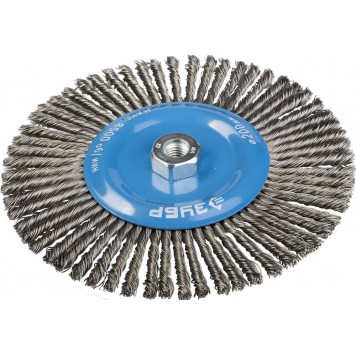 35192-200_z01 | Щетка дисковая для УШМ, плетеные пучки стальной проволоки 0,5мм, 200ммхМ14, ЗУБР ЭКСПЕРТ-0