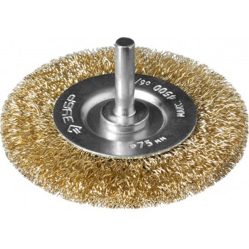 3520-075_z02 | Щетка дисковая для дрели, витая латунированная стальная проволока 0,3мм, 75мм, ЗУБР ПРОФЕССИОНАЛ-0