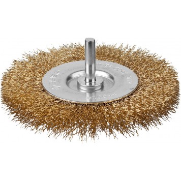 3520-100_z02 | Щетка дисковая для дрели, витая латунированная стальная проволока 0,3мм, 100мм, ЗУБР ПРОФЕССИОНАЛ-0