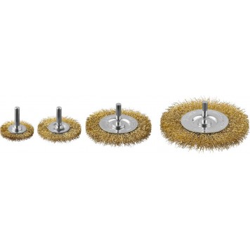 3521-H4_z03 | Набор щеток дисковых для дрели, витая стальная латунированная проволока 0,3мм, 4 шт, ЗУБР ПРОФЕССИОНАЛ-0