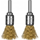 Набор щеток кистевых для дрели, витая стальная латунированная проволока 0,3мм, 17мм, 2шт, ЗУБР 35225-17-H2_z02