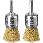 Набор щеток кистевых для дрели, витая стальная латунированная проволока 0,3мм, 24мм, 2шт, ЗУБР 35225-24-H2_z02