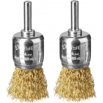 35225-24-H2_z02 | Набор щеток кистевых для дрели, витая стальная латунированная проволока 0,3мм, 24мм, 2шт, ЗУБР ПРОФЕССИОНАЛ-0