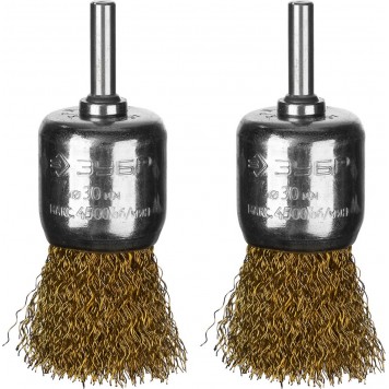35225-30-H2_z02 | Набор щеток кистевых для дрели, витая стальная латунированная проволока 0,3мм, 30мм, 2шт, ЗУБР ПРОФЕССИОНАЛ-0