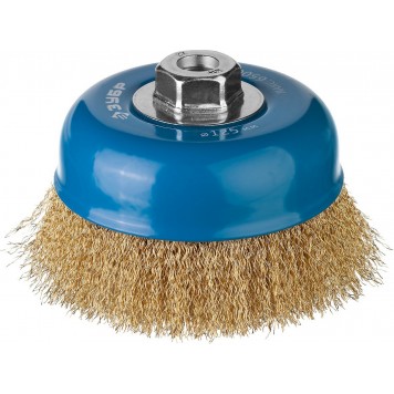 3526-125_z02 | Щетка чашечная для УШМ, витая латунированная стальная проволока 0,3мм, 125ммхМ14, ЗУБР ПРОФЕССИОНАЛ-0