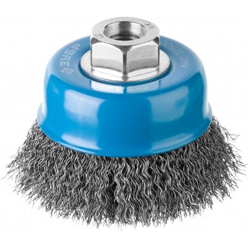 35261-075_z02 | Щетка чашечная для УШМ, витая стальная проволока 0,3мм, 75ммхМ14, ЗУБР ПРОФЕССИОНАЛ-0