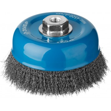 35261-150_z02 | Щетка чашечная для УШМ, витая стальная проволока 0,3мм, 150ммхМ14, ЗУБР ПРОФЕССИОНАЛ-0