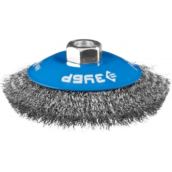 35265-100_z02 | Щетка коническая для УШМ, витая стальная проволока 0,3мм, 100ммхМ14, ЗУБР ПРОФЕССИОНАЛ-2