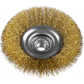 35267-100_z02 | Щетка коническая для УШМ, витая латунированная стальная проволока 0,3мм, 100ммхМ14, ЗУБР ПРОФЕССИОНАЛ-2