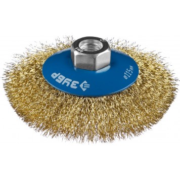 35267-115_z02 | Щетка коническая для УШМ, витая латунированная стальная проволока 0,3мм, 115ммхМ14, ЗУБР ПРОФЕССИОНАЛ-0