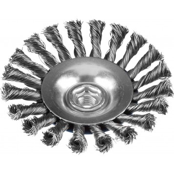 35269-115_z02 | Щетка коническая для УШМ, плетеные пучки стальной проволоки 0,5мм, 115ммхМ14, ЗУБР ПРОФЕССИОНАЛ-0