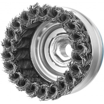 3527-080_z02 | Щетка чашечная усиленная для УШМ, плетеные пучки стальной проволоки 0,5мм, 80ммхМ14, ЗУБР ПРОФЕССИОНАЛ-2