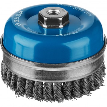 3527-120_z02 | Щетка чашечная усиленная для УШМ, плетеные пучки стальной проволоки 0,5мм, 120ммхМ14, ЗУБР ПРОФЕССИОНАЛ-0