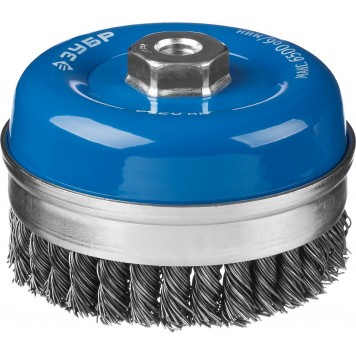 35271-120_z02 | Щетка чашечная усиленная для УШМ, плетеные пучки стальной проволоки 0,8мм, 120ммхМ14, ЗУБР ПРОФЕССИОНАЛ-0