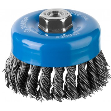 35277-100_z02 | Щетка чашечная для УШМ, плетеные пучки стальной проволоки 0,8мм, 100ммхМ14, ЗУБР ПРОФЕССИОНАЛ-0