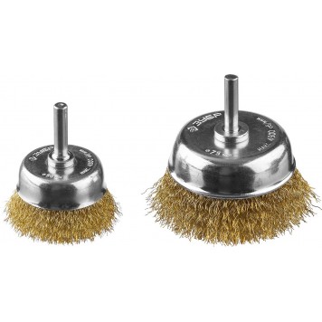 3531-H2_z02 | Набор щеток чашечных для дрели, витая стальная латунированная проволока 0,3мм, 50/75мм, 2шт, ЗУБР ПРОФЕССИОНАЛ-0