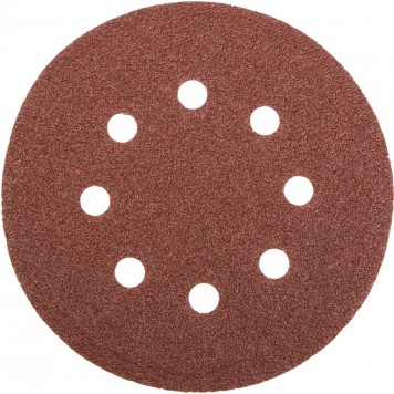 35452-125-060 | Круг шлифовальный универсальный из абразивной бумаги на велкро основе, 8 отверстий, Р60, 125мм, 5шт, STAYER MASTER-0