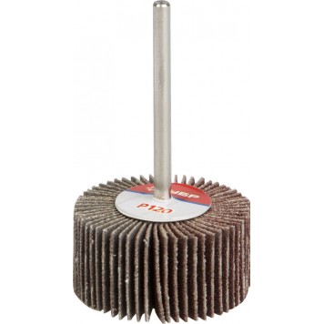 36600-120 | Круг шлифовальный веерный лепестковый, на шпильке, тип КЛО, зерно-электрокорунд нормальный, P120, 15х30мм, ЗУБР МАСТЕР-0