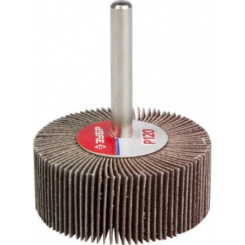 36601-120 | Круг шлифовальный веерный лепестковый, на шпильке, тип КЛО, зерно-электрокорунд нормальный, P120, 20х50мм, ЗУБР МАСТЕР-0