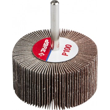 36602-100 | Круг шлифовальный веерный лепестковый, на шпильке, тип КЛО, зерно-электрокорунд нормальный, P100, 30х60мм, ЗУБР МАСТЕР-0