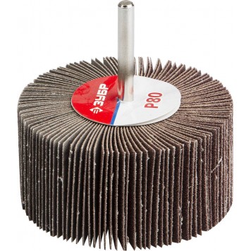 36604-080 | Круг шлифовальный веерный лепестковый, на шпильке, тип КЛО, зерно-электрокорунд нормальный, P80, 40х80мм, ЗУБР МАСТЕР-0